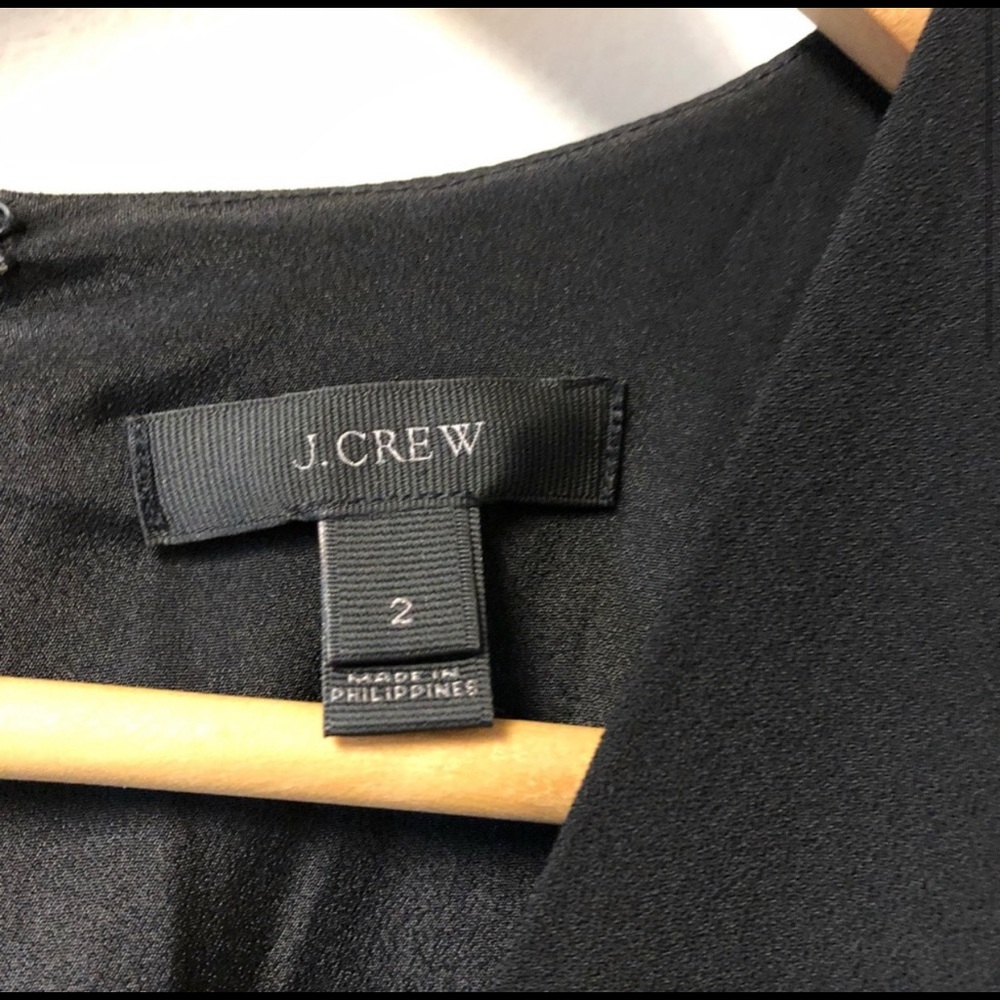 LAST PRICE REDUCTION J. Crew Front Black Ruffle Crepe Long Sleeve Dress Womens 2 - Picture 3 of 3